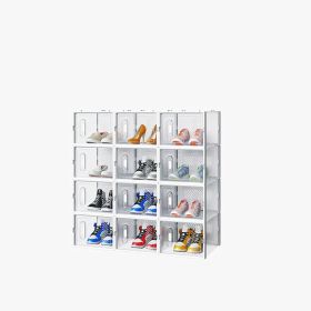 White Large 12PCS 36x28x21cm Shoebox, Plastic Mesh, Free Combination