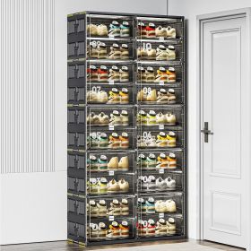 20 Grids Holds 40 Pairs Extra-Large Foldable Shoe Rack With Magnetic Doors