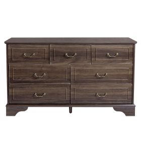 Brown P2 MDF 137x40x80CM 3-layer 7-drawer Chest Of Drawers 1pcs