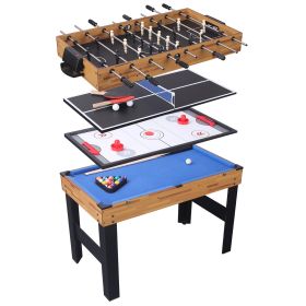 48in Folding Portable Combination Game Table  Set With Ping Pong, Air Hockey, Pool Billiards For Kids And Adults, Indoor And Outdoor Games