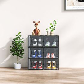 Black Large 6PCS 36x28x21cm Shoebox, Plastic, Grid, Free Combination