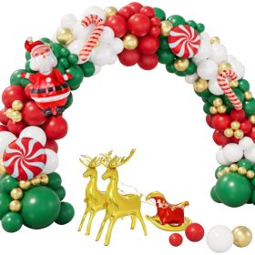 Xmas Balloon Garland Arch Kit Metallic Gold Green Red White Xmas Balloons Decorations for New Year