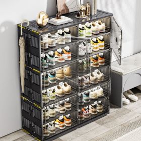 12 Grids Holds 24 Pairs Extra-Large Collapsible Shoe Storage With Magnetic Doors