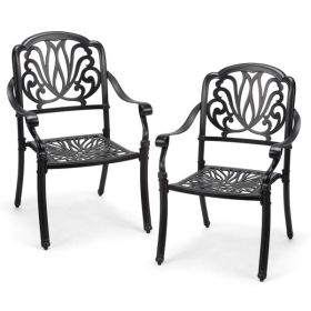 2pcs Black Cast Aluminium Stacking Chair