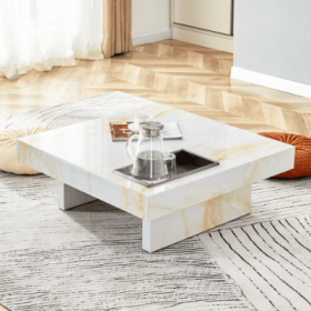 A Modern And Practical Coffee Table With Imitation Marble Patterns, Made Of MDF Material. The Fusion Of Elegance And Natural Fashion 31.4X 31.4X12