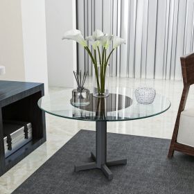 24 Round Tempered Glass Table Top, 1  4  Thick With Polished Edge