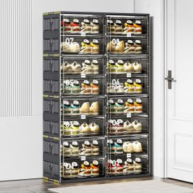 16 Grids Holds 32 Pairs Extra-Large Stable Shoe Organizer With Magnetic Doors