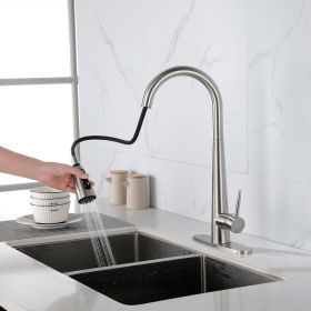 High Curvature Single Handle Kitchen Sink Faucet With Deck, Commercial Modern Stainless Steel Kitchen Faucet