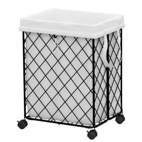 Laundry Basket On Wheels, Removable And Washable Lining, Metal Frame, Suitable For Bedroom, Bathroom, Laundry, White