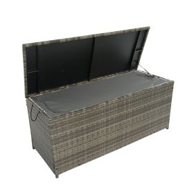 113 Gallon Wicker Patio Deck Box With Lid For Outdoor Cushion Storage