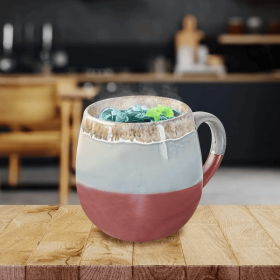 18 Oz Large Pottery Coffee Mug, Brown Big Tea Cup For Office And Home, Dishwasher And Microwave Safe