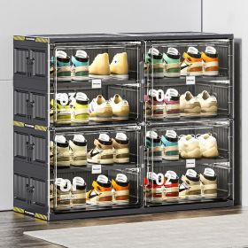 8 Grids Holds 16 Pairs Extra-Large Durable Shoe Cabinet With Magnetic Doors