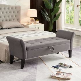 51.5  Bed Bench With Storage Grey Velvet