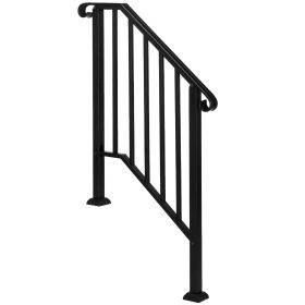 Matte Black 2-step Courtyard Staircase Handrail
