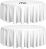 2 Pack White Round Tablecloths 90 Inch [Perfect Size for 30 60 Inch Tables] 200 GSM Premium Quality Textured Washable Polyester Fabric 90 Table Cloth