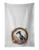 Greyhound and Flowers Kitchen Towel Set of 2 White Dish Towels Decorative Bathroom Hand towel for Hand, Face, Hair, Yoga, Tea, Dishcloth, 19 X 28"