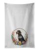 German Wirehaired Pointer and Flowers Kitchen Towel Set of 2 White Dish Towels Decorative Bathroom Hand towel for Hand, Face, Hair, Yoga, Tea