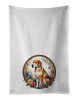 American Foxhound and Flowers Kitchen Towel Set of 2 White Dish Towels Decorative Bathroom Hand towel for Hand, Face, Hair, Yoga, Tea, Dishcloth