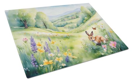 Rabbit Springtime Meadow Glass Cutting Board Decorative Tempered Glass Kitchen Cutting and Serving Board Large Size Chopping Board