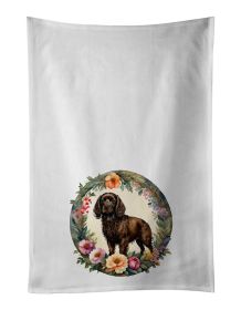 Boykin Spaniel and Flowers Kitchen Towel Set of 2 White Dish Towels Decorative Bathroom Hand towel for Hand, Face, Hair, Yoga, Tea, Dishcloth