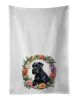 Giant Schnauzer and Flowers Kitchen Towel Set of 2 White Dish Towels Decorative Bathroom Hand towel for Hand, Face, Hair, Yoga, Tea, Dishcloth