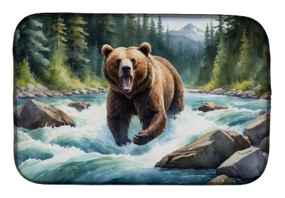 Alaskan Wilderness Grizzly Bear Dish Drying Mat Absorbent Dish Drying Mat Pad for Kitchen Counter Dish Drainer Mat for Countertop, 14 x 21"