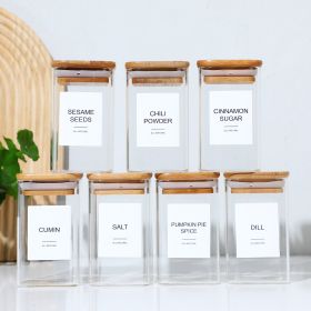 High Borosilicate Glass Spice Jar with Label and Bamboo Lid (24 x 8 Ounces), Spice Container with 72 Printed Labels and 20 Handwritten Labels