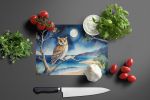 Owl Perched in Coastal Tree Glass Cutting Board Decorative Tempered Glass Kitchen Cutting and Serving Board Large Size Chopping Board
