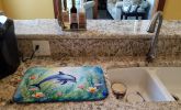 Spring Dolphin Dish Drying Mat Absorbent Dish Drying Mat Pad for Kitchen Counter Dish Drainer Mat for Countertop, 14 x 21", Multicolor