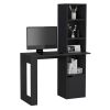 Office Desk Aragon with Four-Tier Bookcase and Lower Cabinet, Black Wengue Finish