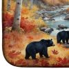 Bears Autumn in the Woods Dish Drying Mat Absorbent Dish Drying Mat Pad for Kitchen Counter Dish Drainer Mat for Countertop, 14 x 21", Multicolor