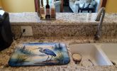 Blue Heron Emerging as the day fades Dish Drying Mat Absorbent Dish Drying Mat Pad for Kitchen Counter Dish Drainer Mat for Countertop, 14 x 21"
