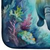 Manatee in a Dreamscape Dish Drying Mat Absorbent Dish Drying Mat Pad for Kitchen Counter Dish Drainer Mat for Countertop, 14 x 21", Multicolor