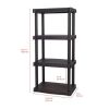 Hyper Tough Plastic 4-Tier Storage Shelves 47.6"H x 21.75"W x 14"D, 240lb Total Capacity, Black