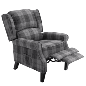 Vintage Armchair Sofa Comfortable Upholstered Leisure Chair  Recliner Chair For Living Room Grey Check