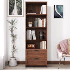 Bookshelf With Drawers, 70.87 Tall, 4 Shelf, Modern, Home Office, Living Room, Study