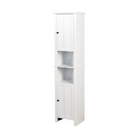 Bathroom Floor Cabinet 2 Doors 6 Shelves Wooden Storage 15.75x11.81