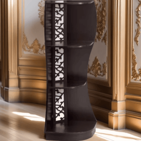 Vintage Style Curved Wood Display Shelf Ideal For Home Decoration And Storage