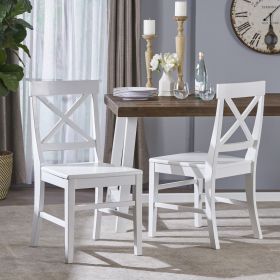 Acacia Wood Dining Chairs, White