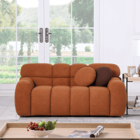 64.96 Length ,35.83 Deepth ,human Body Structure For USA People, Marshmallow Sofa,boucle Sofa ,2 Seater (Option: Light Brown)