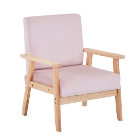 Velvet Accent Chair Relaxing Armchair With Solid Wood Frame For Living Room (Color: Pink)