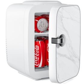 Mini Refrigerator 4L-6 Cans, Portable Compact Refrigerator Skincare, Food And Beverage (Option: Marbled)
