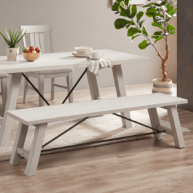 Dining Bench (Option: Reclaimed White)