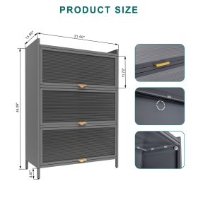 4-Level Flip Door Metal Cabinet (Color: Grey)