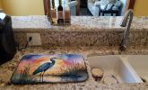 Blue Heron Setting Sun Dish Drying Mat Absorbent Dish Drying Mat Pad for Kitchen Counter Dish Drainer Mat for Countertop, 14 x 21", Multicolor