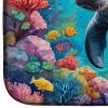 Manatee and Coral Reefs Dish Drying Mat Absorbent Dish Drying Mat Pad for Kitchen Counter Dish Drainer Mat for Countertop, 14 x 21", Multicolor
